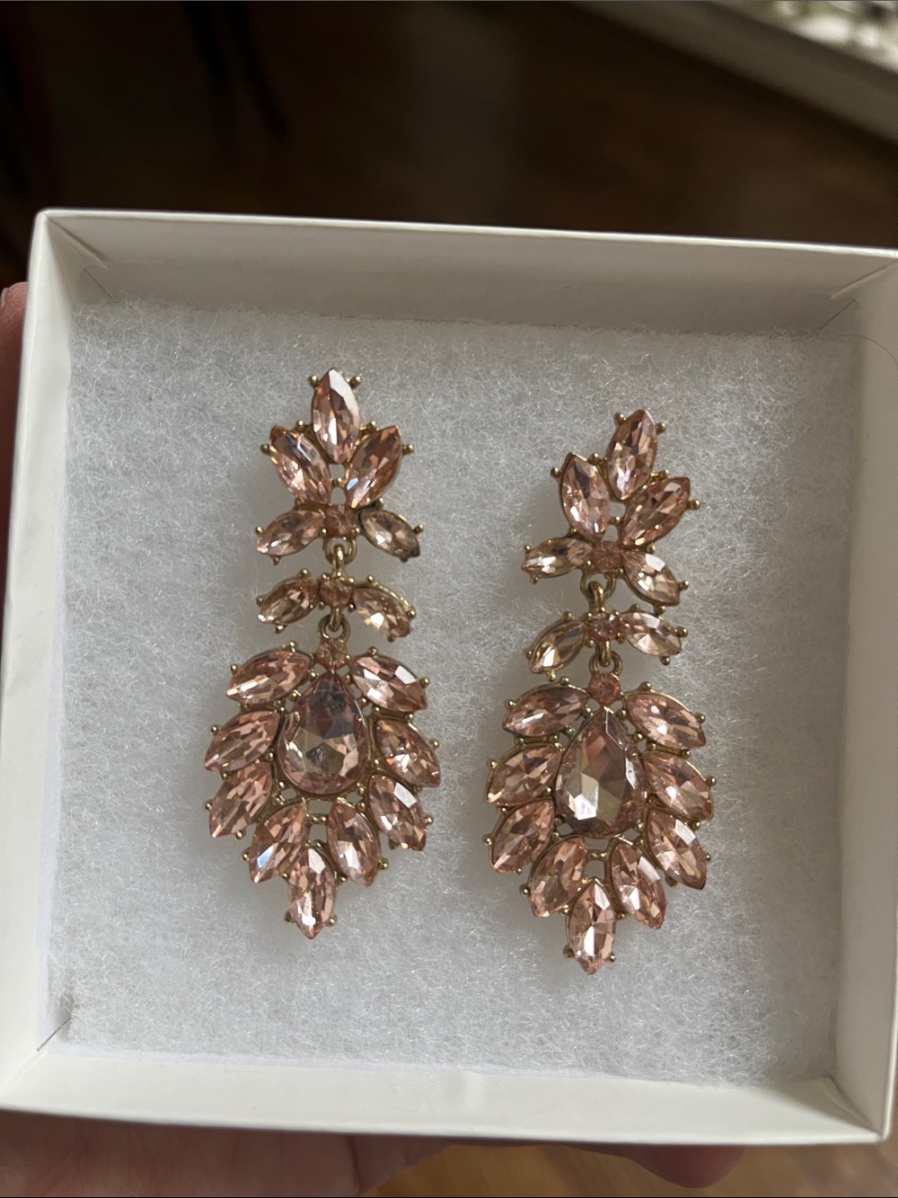 Pink Crystal Drop Statement Earrings - Elegant Women's Jewelry